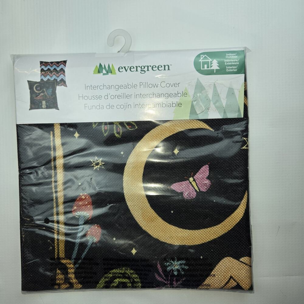 Evergreen Butterfly Moon & Stars Square Pillow Cover Polyester Indoor/Outdoor